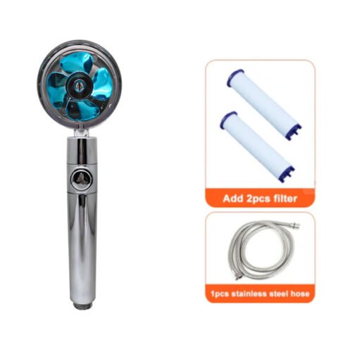 Shower Head Water Saving Flow 360 Degrees Rotating With Small Fan ABS Rain High Pressure Spray Nozzle Bathroom Accessories - Image 9